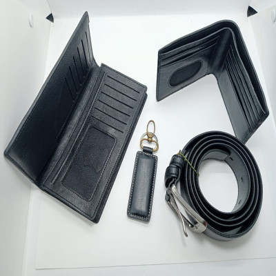 Men’s Leather Gift Combo – Belt, Wallet, Key Ring | Premium 4-in-1